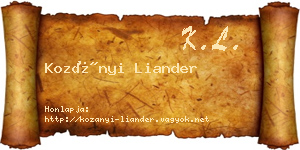 Kozányi Liander névjegykártya