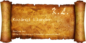 Kozányi Liander névjegykártya